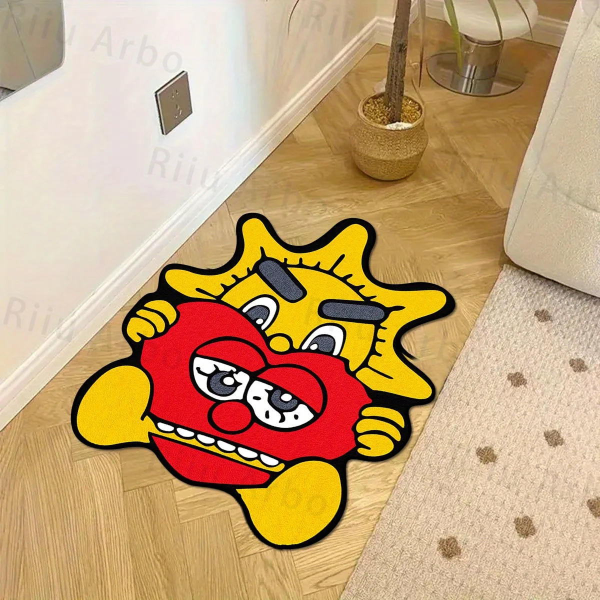 VIKAMA Cartoon Street Hip Hop Style Irregular Floor Mat Living Room Bedroom Bedside Decoration Carpet Soft Home Decoration