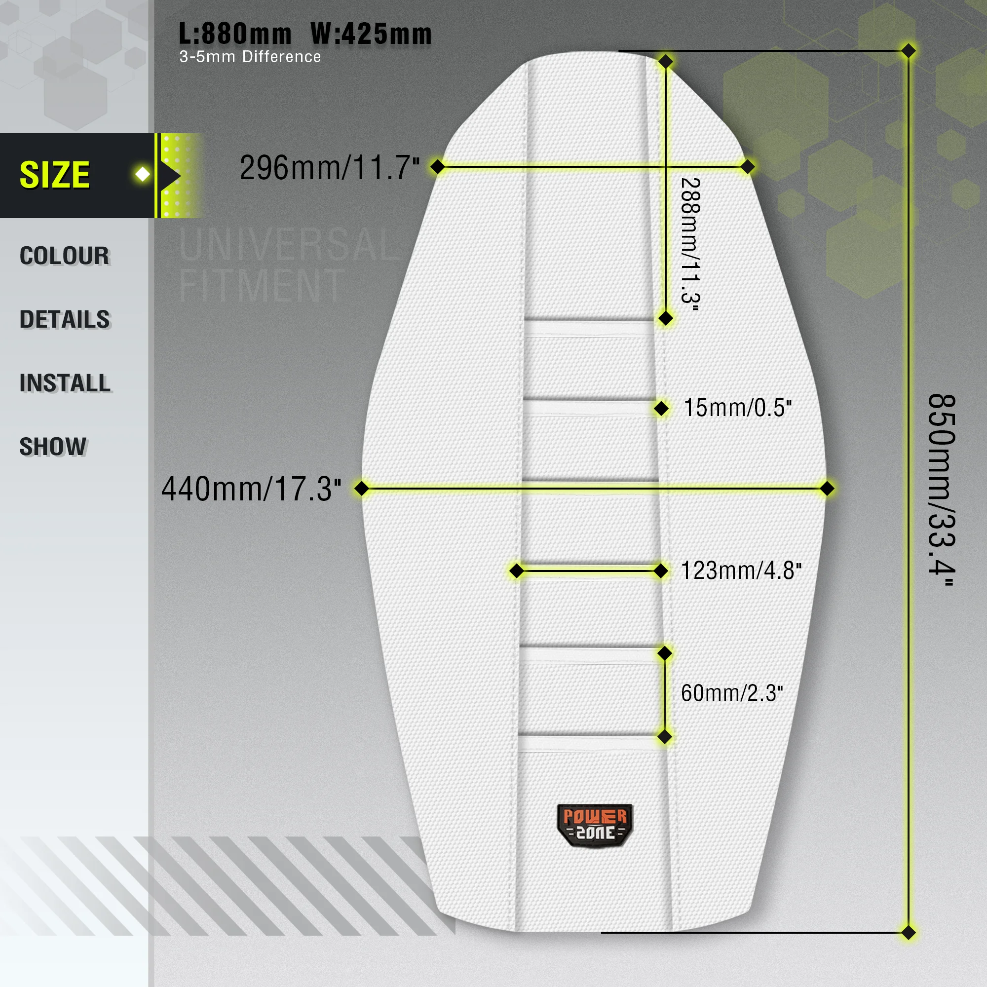 Powerzone White Seat Cover Soft Waterproof Non-slip Ribbed Motorcycle Seat Cover For SXF EXC KXF CRF YZF WR TC TE