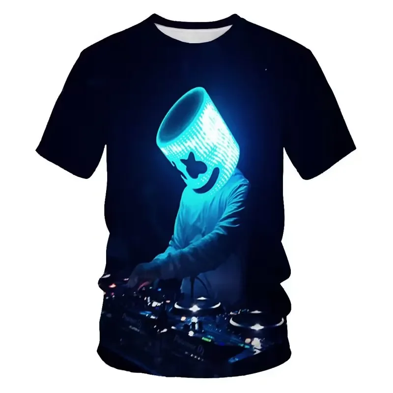 

3d Men'S T-Shirt Hip Hop Marshmallow Print Dj Funny Everything Simple Handsome O Neck Short-Sleeved Shirt Fashion Youth Clothing