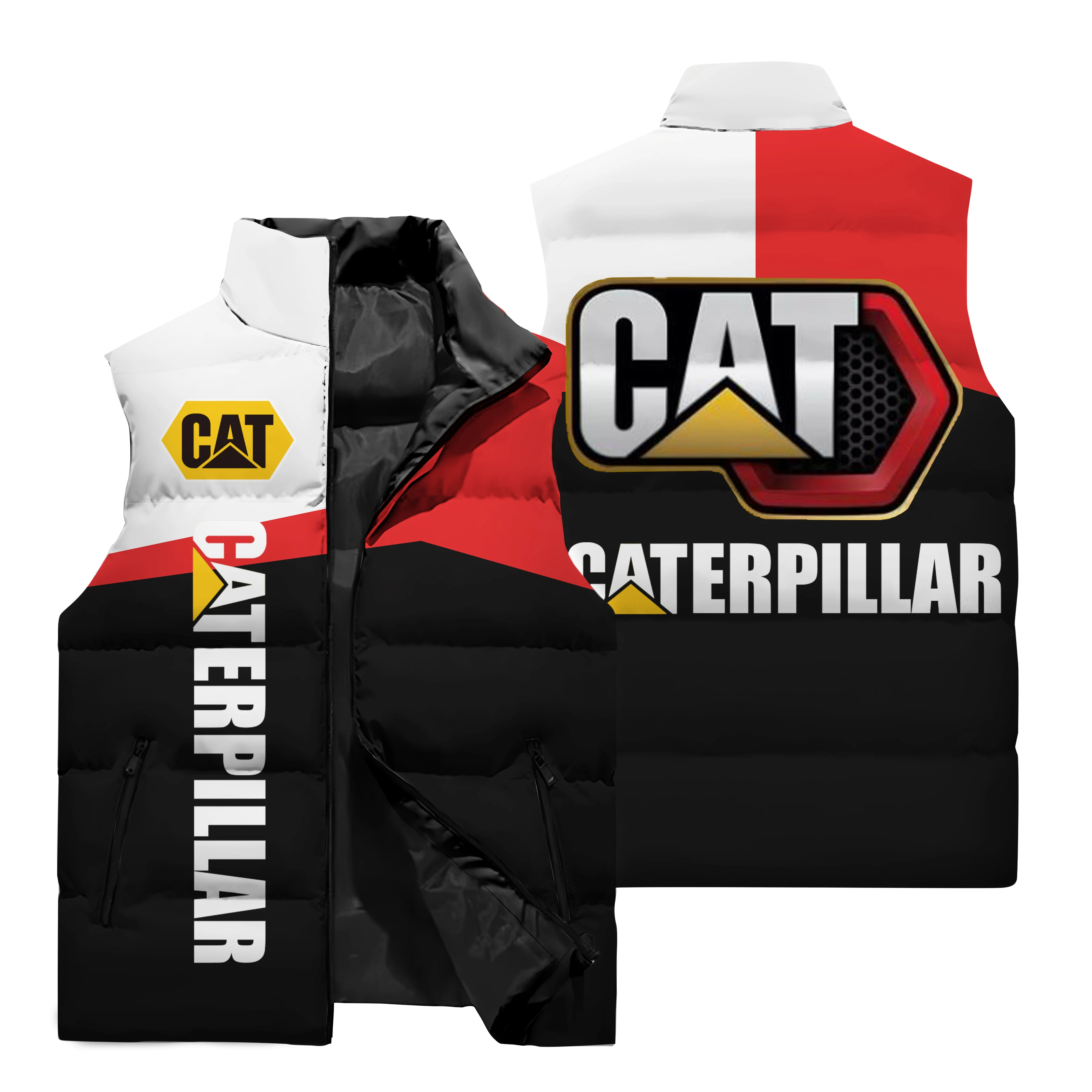 2024 New Men\'s Outdoor Sports Tank Top CAT Logo 3D Digital Printed Vest Men\'s Motorcycle Riding Sleeveless Jacket Coat M-6XL