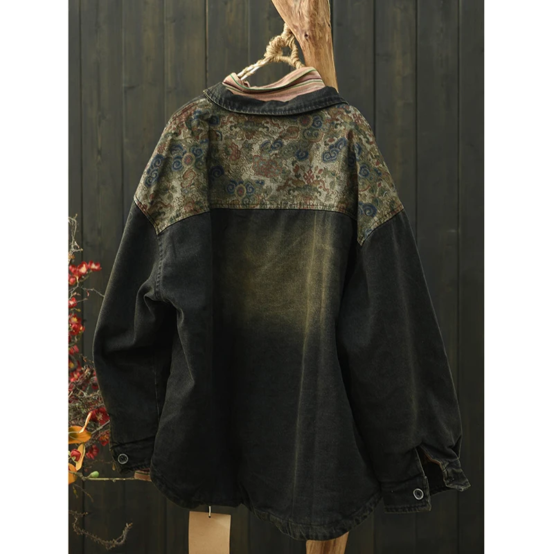 

2025 New Arrival Winter Women Pocket Patchwork Single Breasted Parkas Long Sleeves Cotton Casual Turn-down Collar Coats Q138