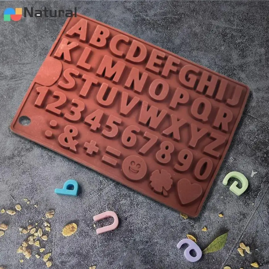 English Letter Silicone Chocolate Mold Alphanumeric Candy Biscuit Jelly Ice Baking Mould Cake Decor Soap Candle Making Set Gifts view 4