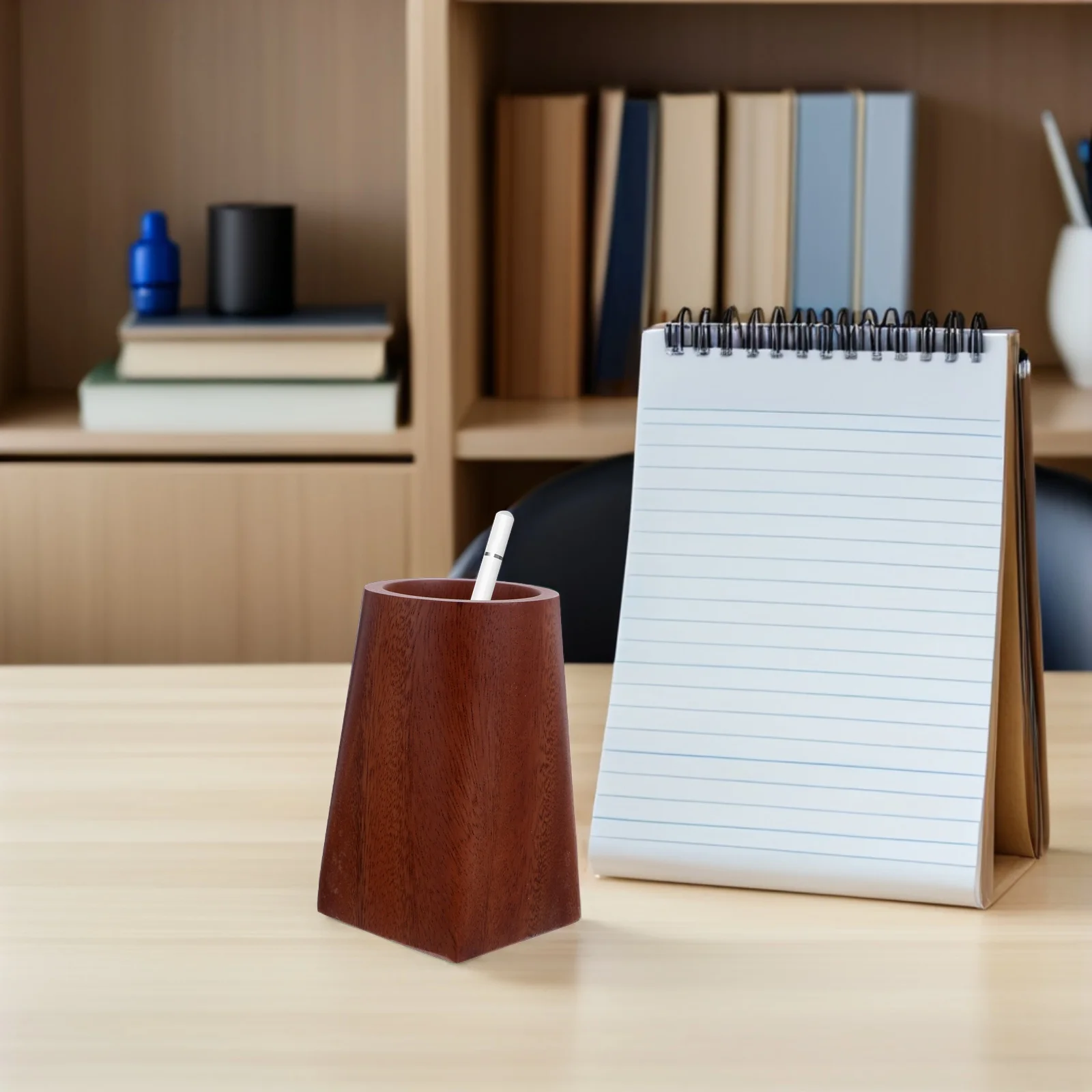 

Walnut Wood Pencil Pot Natural Solid Smooth Finish Pen Holder Desk Organizer Makeup Brush Cup for Students Teachers Artists