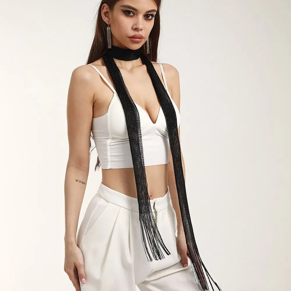 

Новый солнцезащитный крем для ночного клуба, шаль золотого, серебряного цвета для женщин, блестящий вечерний шарф с кружевной кисточкой, яркий шелковый вечерний шарф