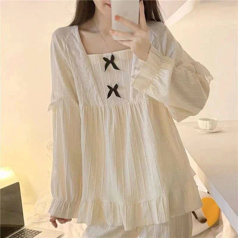 Winter Women\'s Pajamas Princess Style Sleepwear Long-Sleeved Pajama Sets Women Nightwear Sweet Student Homewear Home clothes