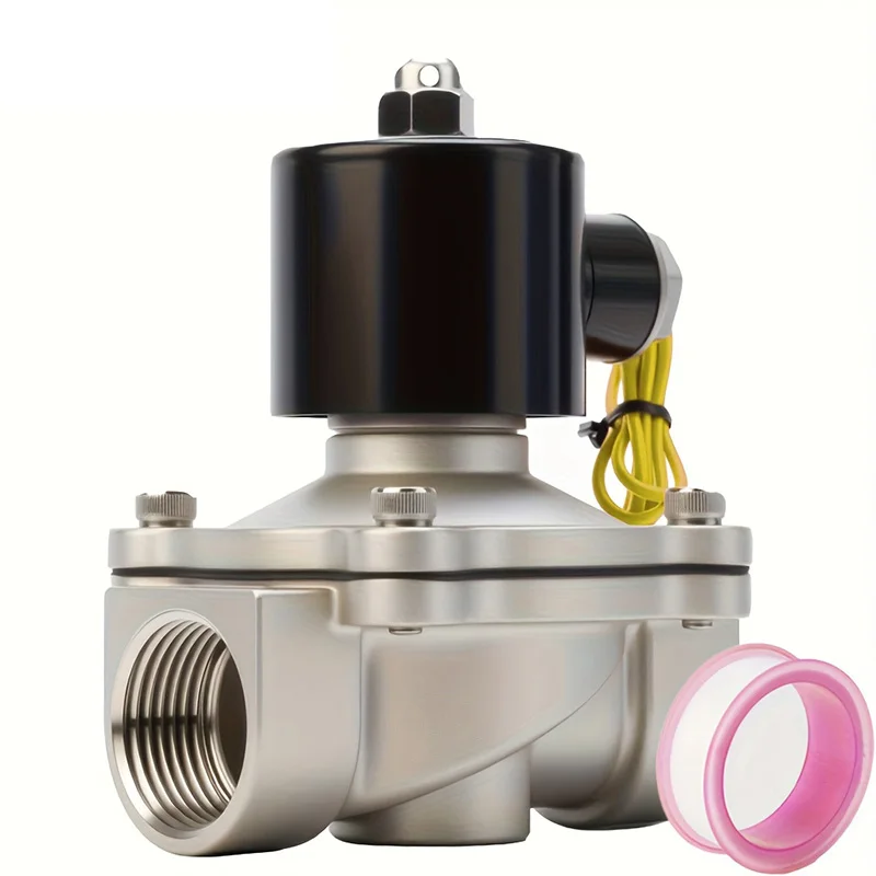 12V 1/2 Inch Electric Solenoid Valve 304 Stainless Steel Water Air NC Connection Industrial Grade Durable Control for Pneumatic