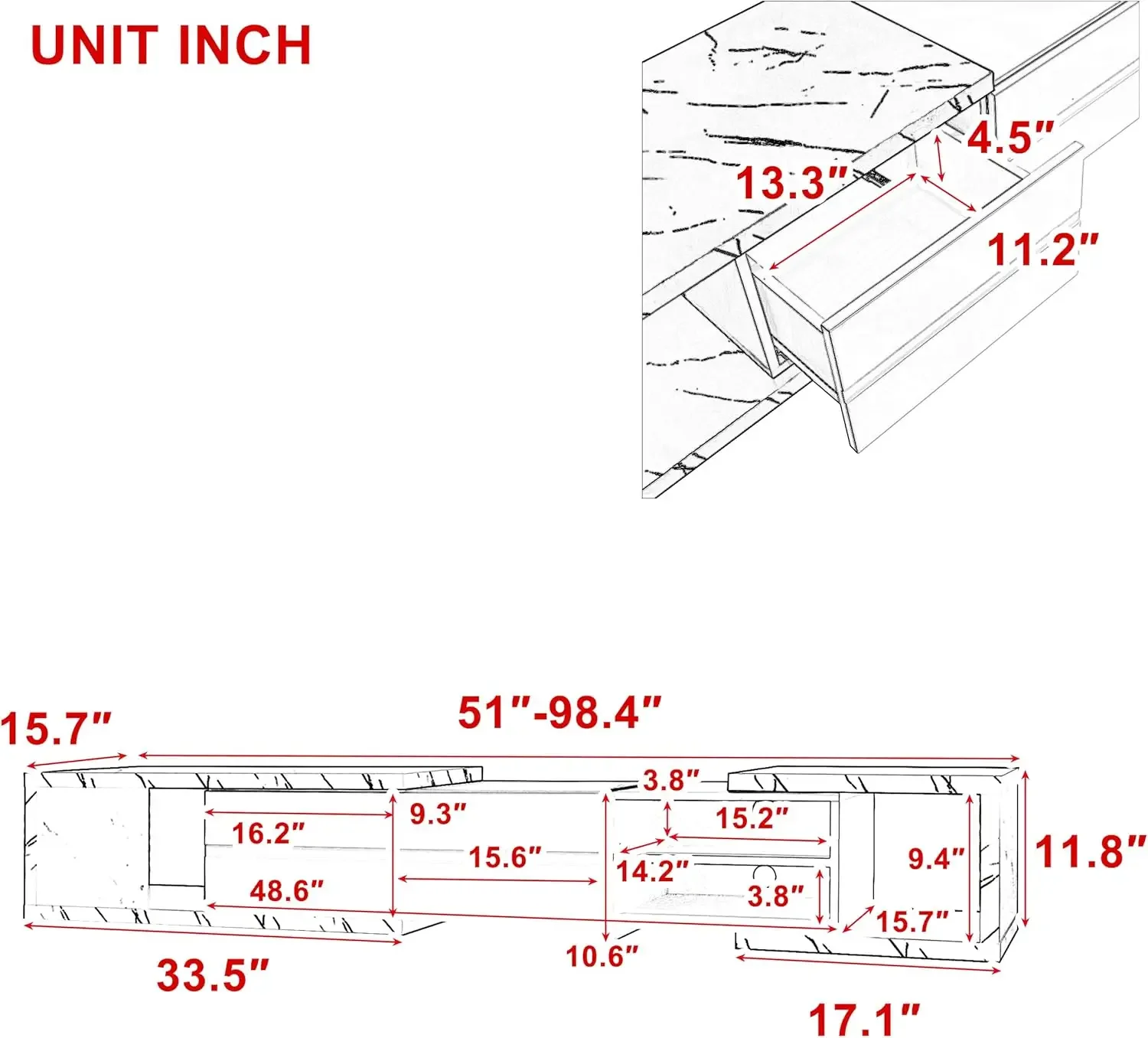 Extendable TV Stand for 100