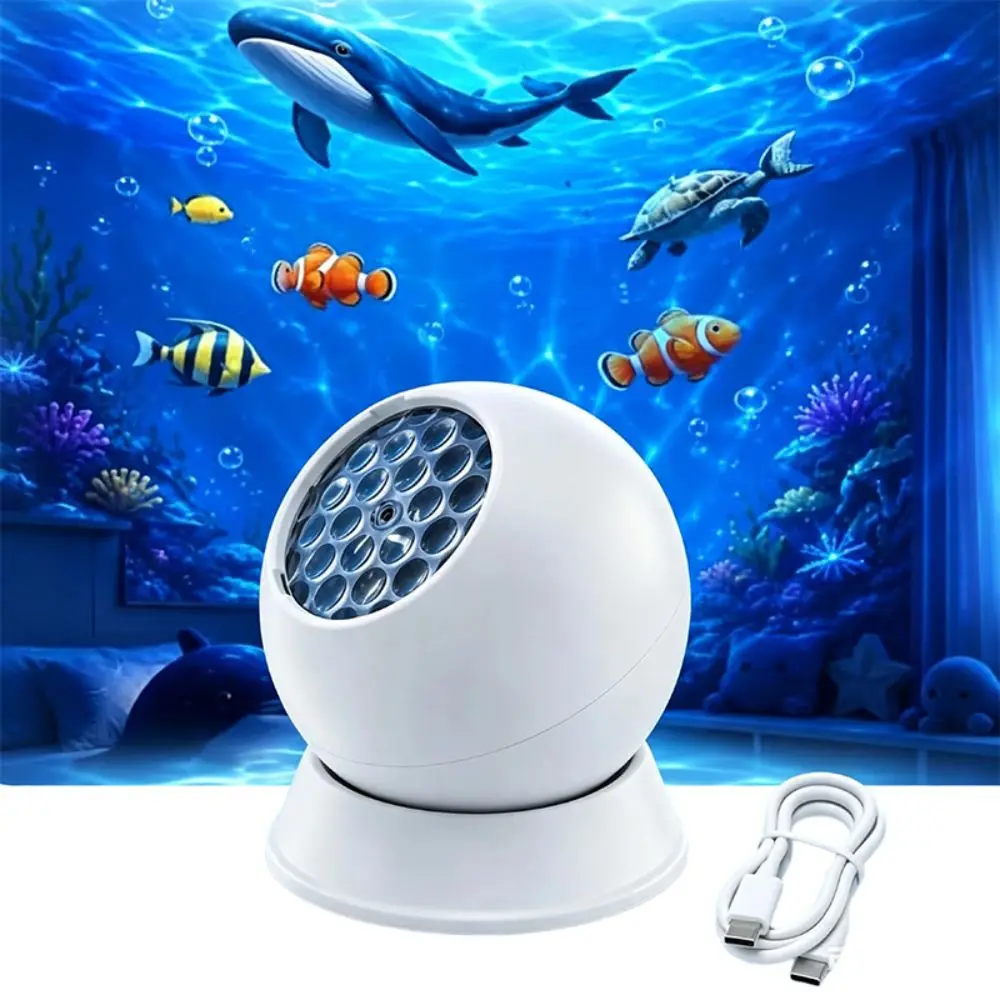 360° Rotation Ocean Projector Light LED Lighting Dynamic Projection Christmas Snowflake Ambient Projection Light