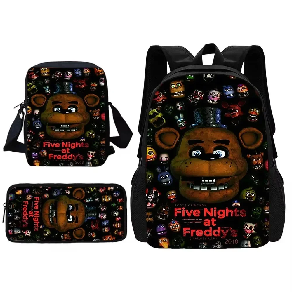 

Cartoon Five Night At Freddy Child School Backpack With Shoulder Bag Pencil Bags School Bags for Boys Girls Best Gift