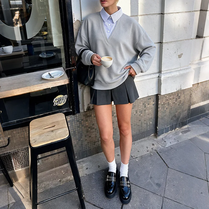 Casual Lazy Style Women Long Sleeve Sweatshirt Lapel Half Placket Soft Breathable Daily Pullover Versatile Outfit For Home Offic
