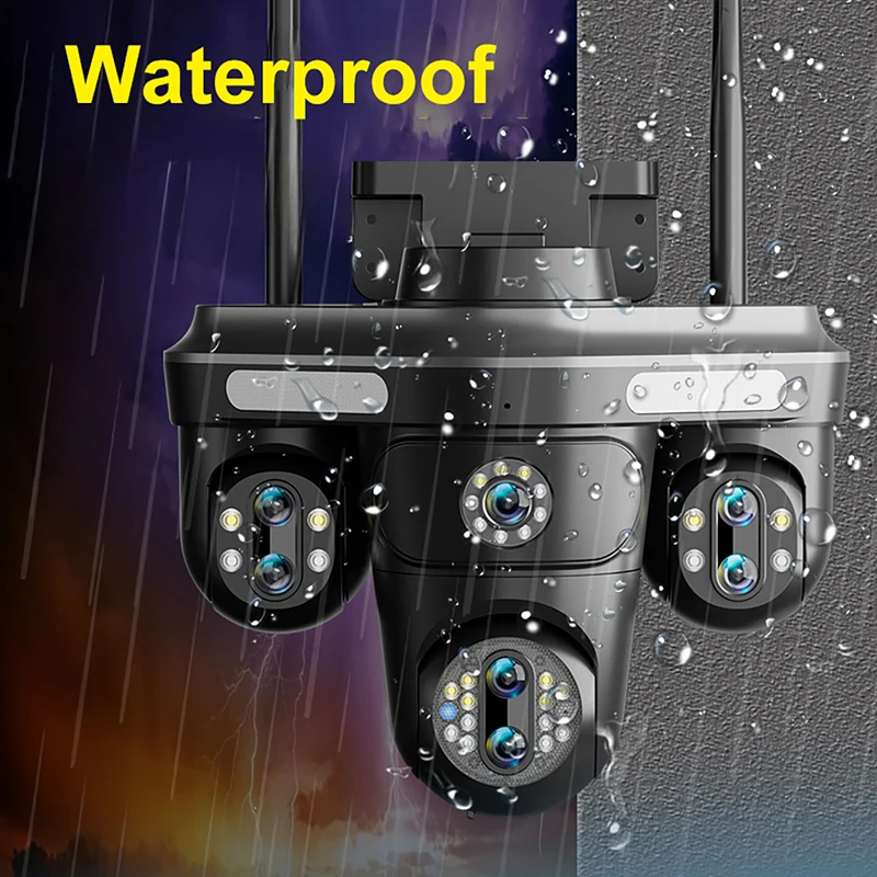 35MP 7 Lens PTZ IP Camera Outdoor Four Screens Wireless WiFi Security Camera 10X Zoom Auto Tracking Waterproof CCTV Video Camera