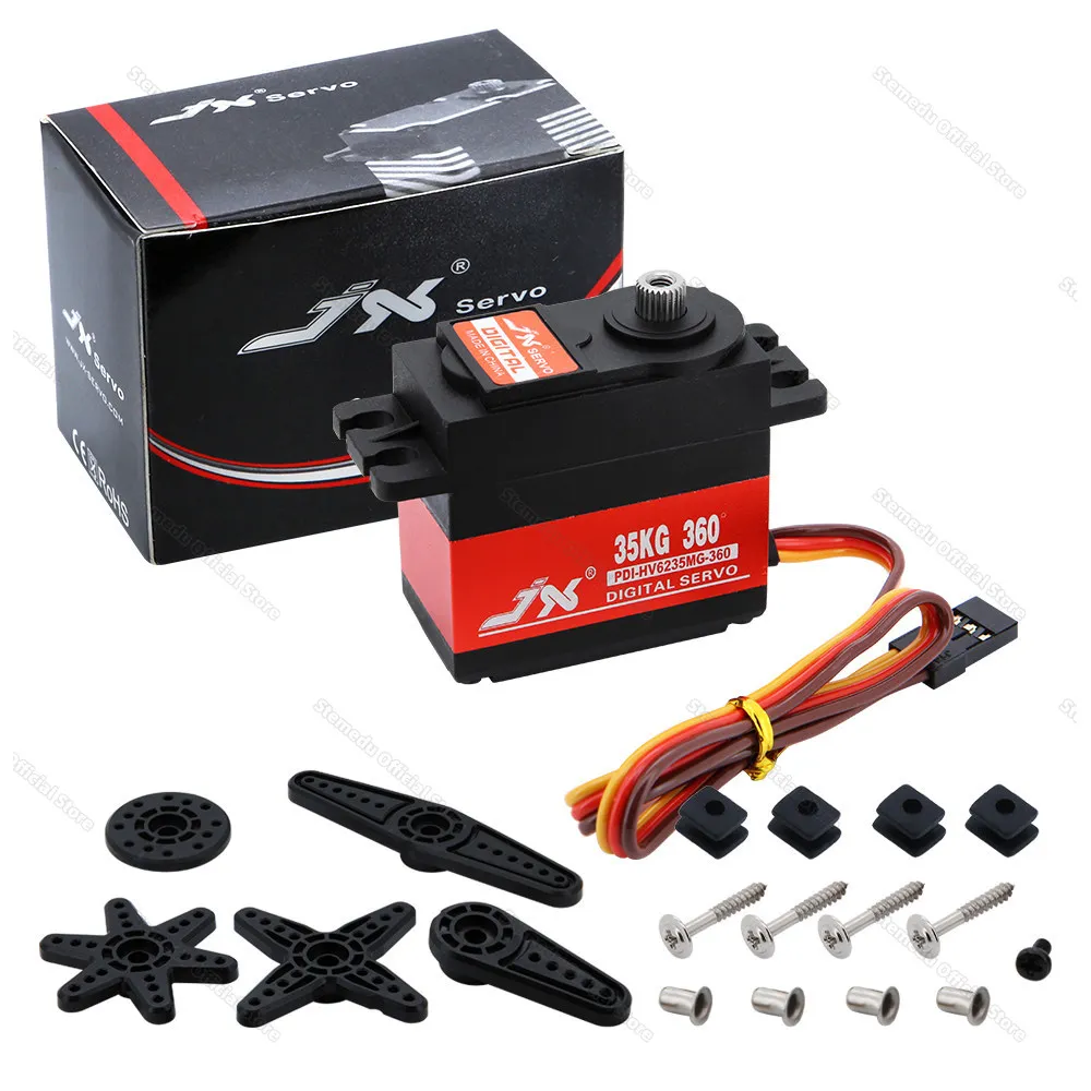

Высокомоментный двигатель JX 35 кг PDI-HV6235MG-360 ° Металлический стандартный цифровой сервопривод для радиоуправляемых машин, моделей самолетов, дронов, вертолетов