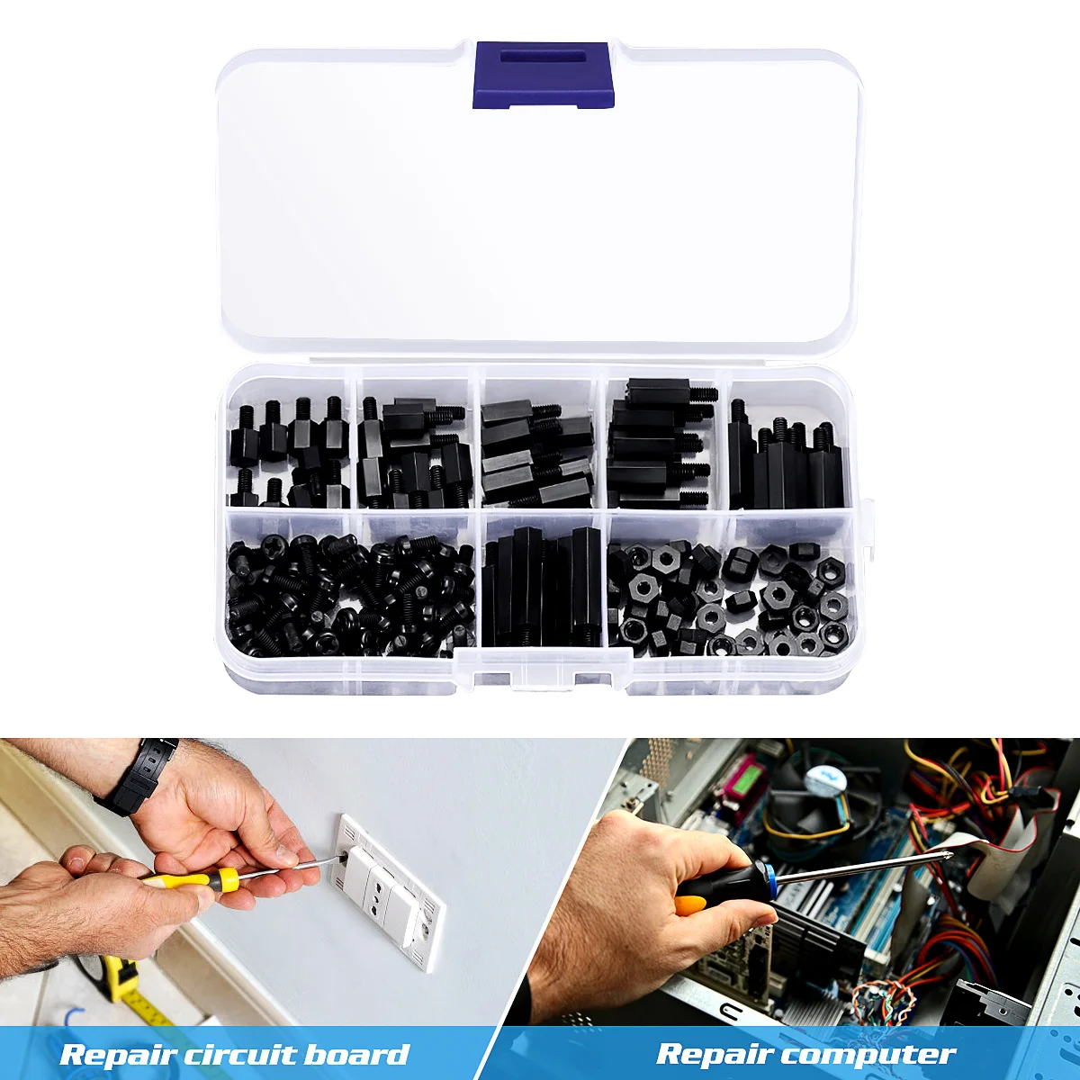 

180Pcs Nylon Hex Screws Nuts Standoffs Set Black Electronic Pcb Motherboard Spacers Insulation Corrosion Resistant