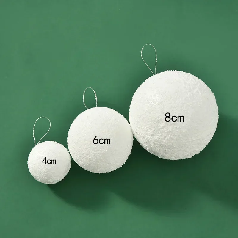 4/6/8CM White Foam Christmas Balls Xmas Tree Fake Snowballs Hanging Ball Pendants Kids Children Toys Party Decoration Supplies