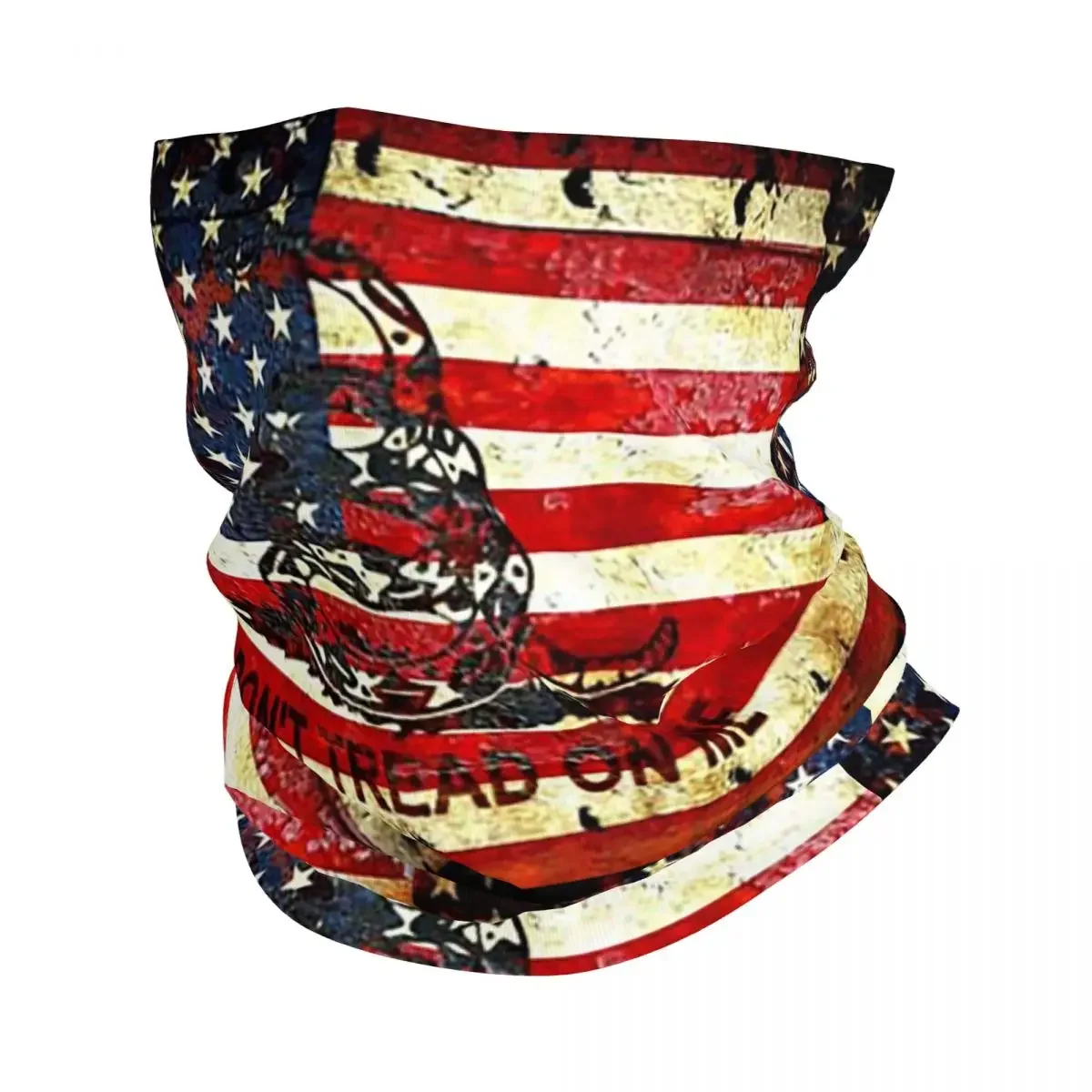 American Flag And Viper On Rusted Door Bandana Neck Gaiter Printed Magic Scarf Multifunction FaceMask Riding