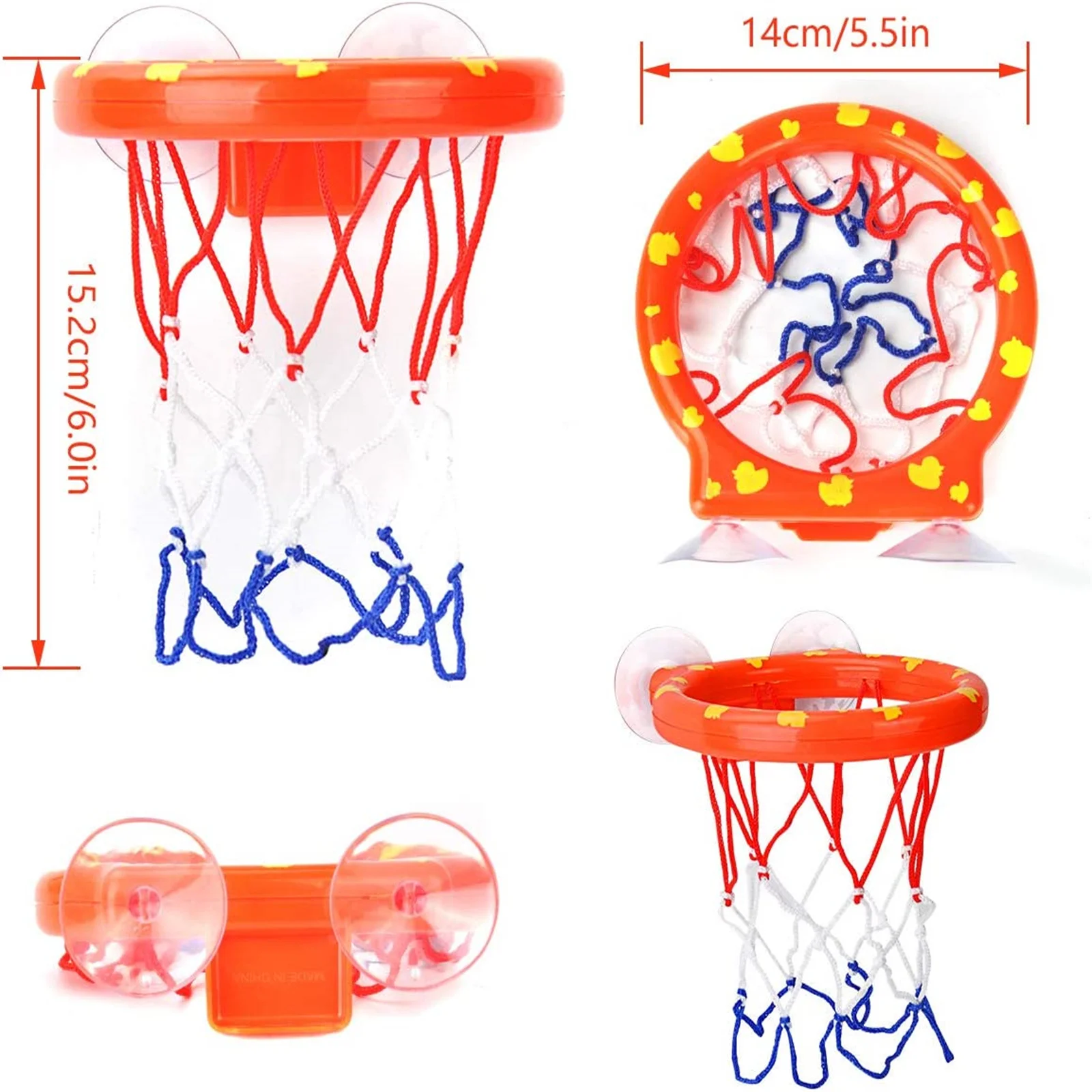 Toddler Bath Toys Kids Shooting Basket Bathtub Water Play Set for Baby Girl Boy with 3 Mini Plastic Basketballs Funny Shower