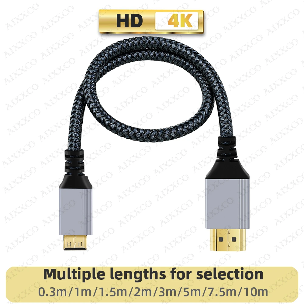 High Speed Mini HDMI-Compatible to HDMI-Compatible 2.0 Cable 4K 60HZ 1080P 3D for Tablet Camcorder Camera Display Cable Adapter