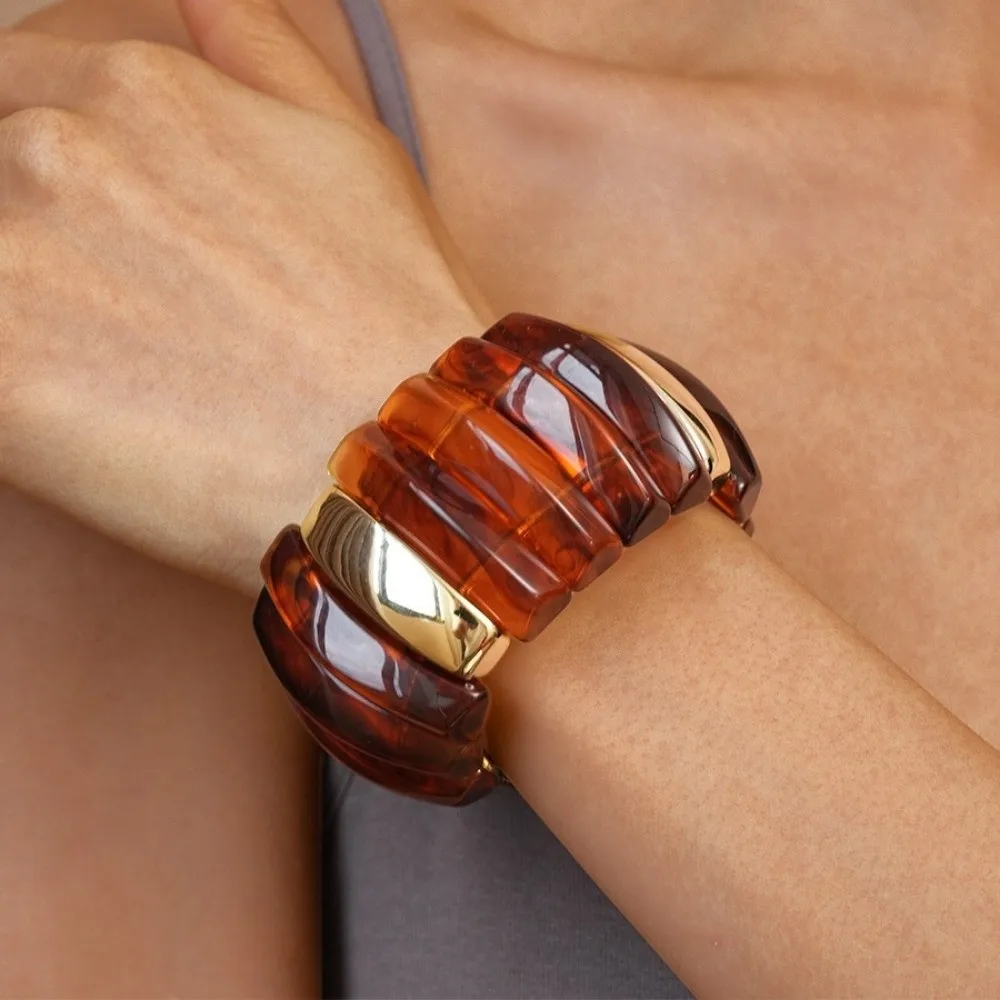 لطخة أساور مكتنزة مستطيلة مطرز المنسوجة سوار واسع متعدد مزيج اللون الاكريليك هندسية أساور النساء المجوهرات #5