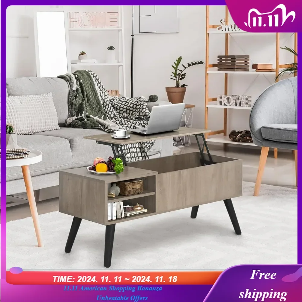 

Lift Top Coffee Table with Hidden Compartment - Modern Living Room Dining Table with Rising Tabletop Lifttop Desk for Apartment