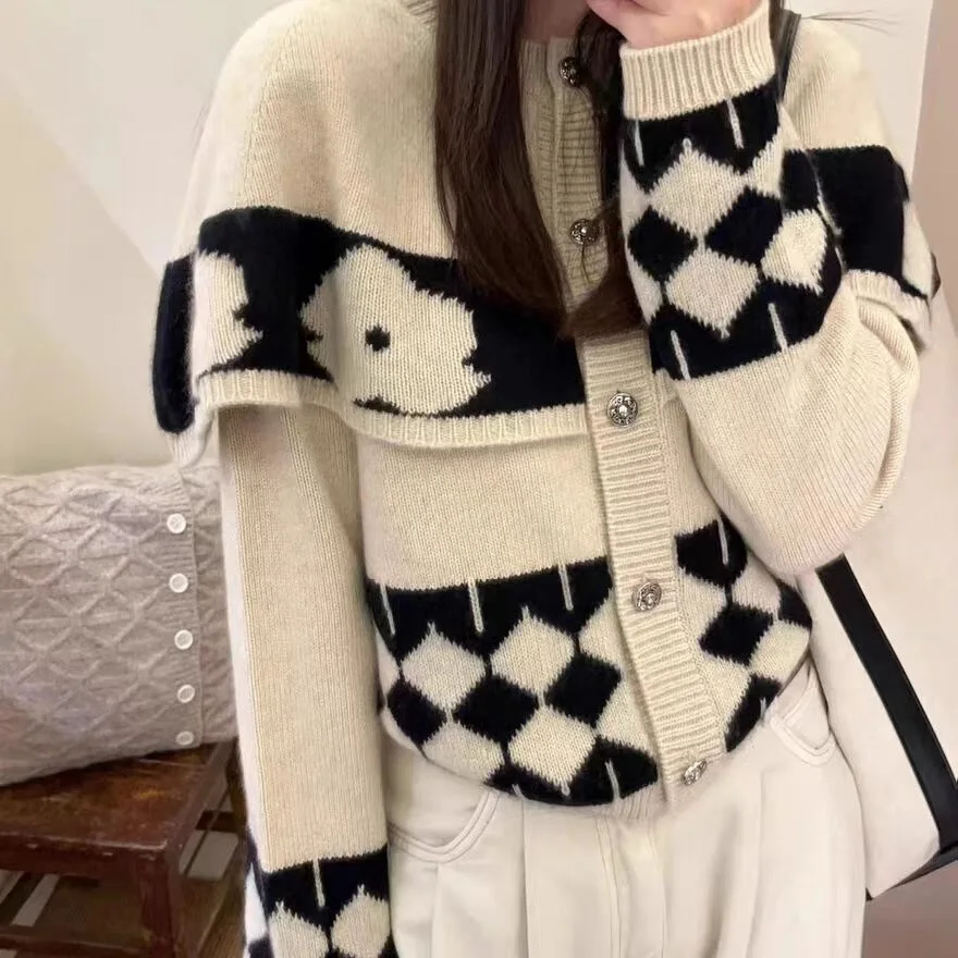 

Tweed Jacket Long Sleeve Womens Fall Three-Dimensional Canvas Basic Drop-Shoulder Snap-Button Stand-Collar Gym Trendy Patterned