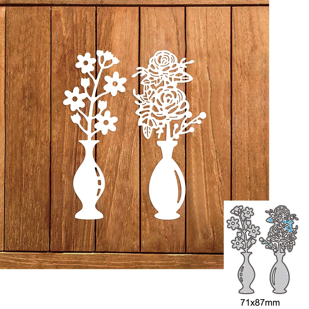 2Pcs Vases with Flowers Metal Cutting Dies For DIY Scrapbook Cutting Die Paper Cards Embossed Decorative Craft Die Cut New 2023