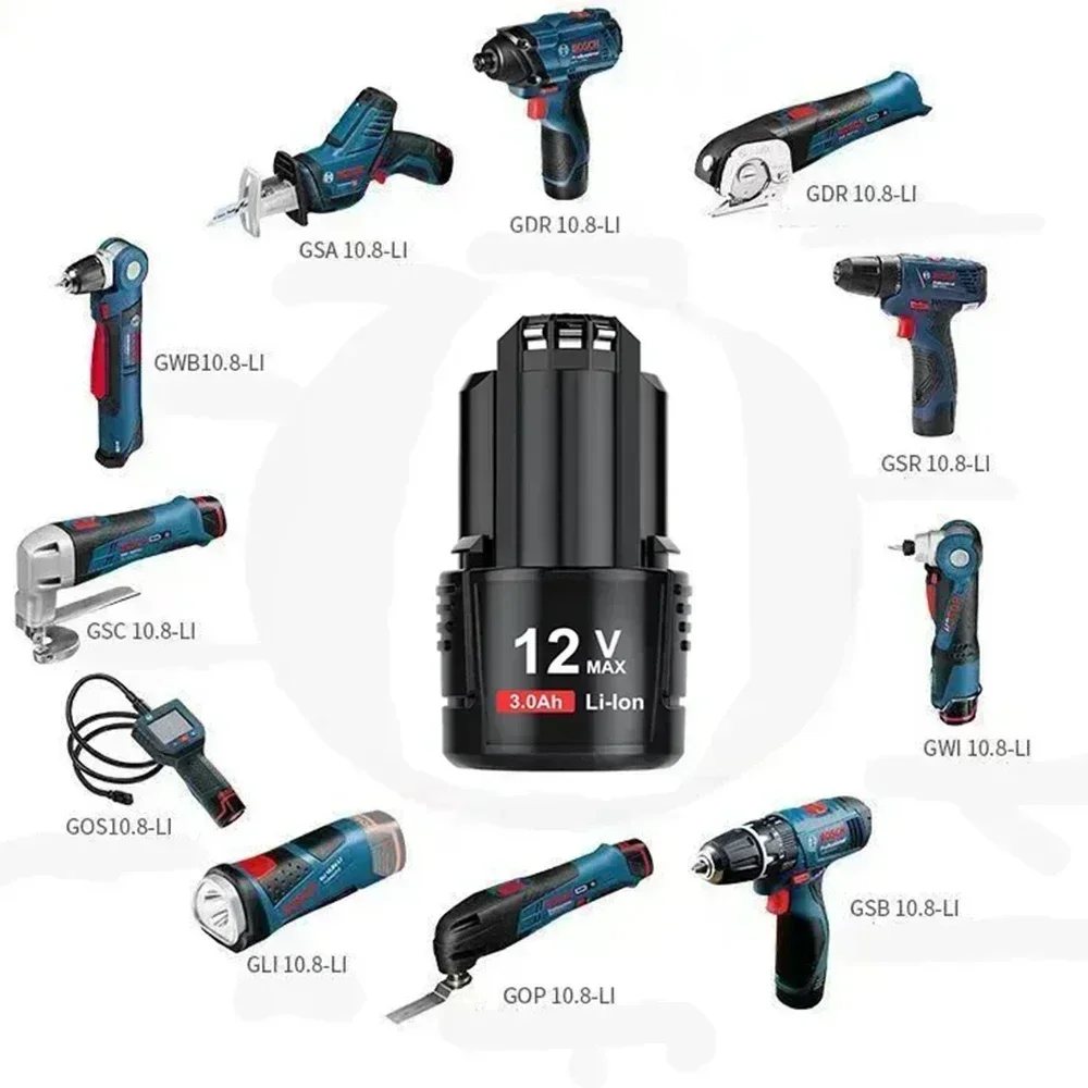 For Bosch lithium-ion rechargeable battery,100%New 12V/10.8V charger 3000mAh BAT411.BAT 411A.BAT412.BAT412A.BAT413.