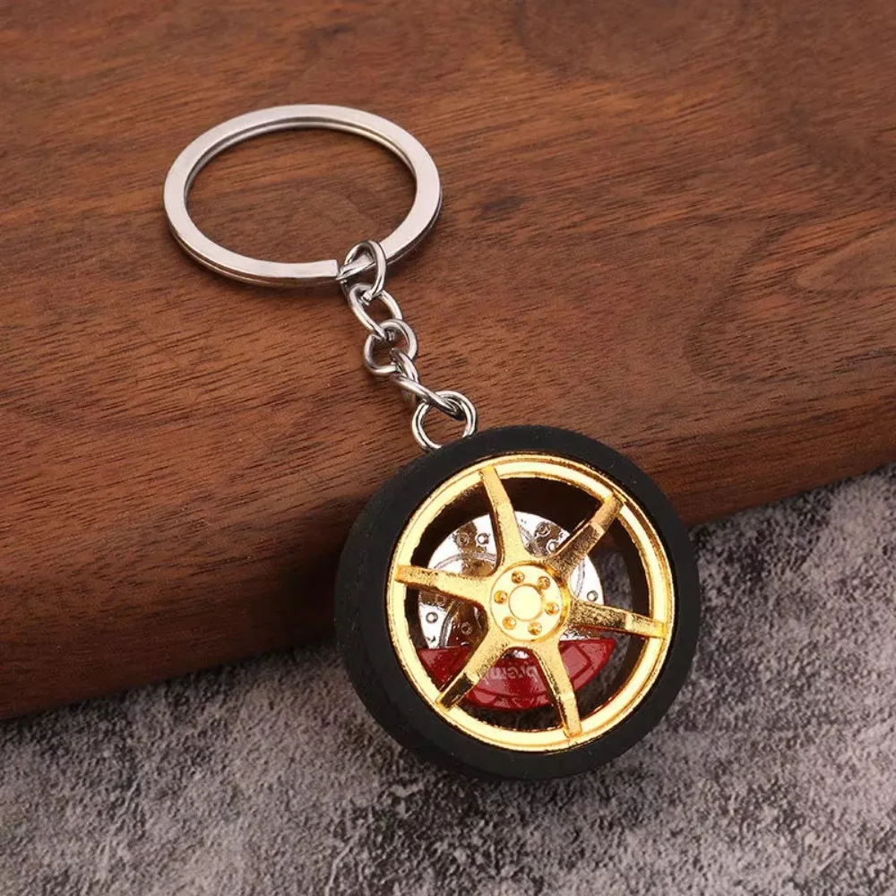 1PC Key Chain High Quality Durable Personality Unique Creative Car Modified Calipers Brake Disc Wheel Tire Metal Tire Key Chain