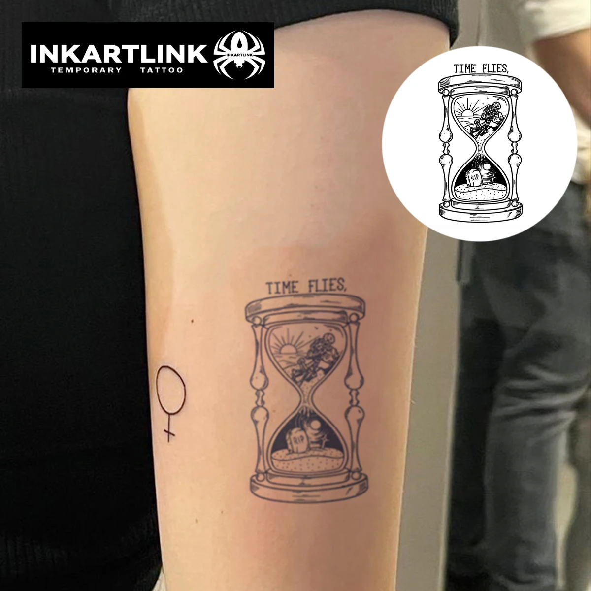 3 pcs Hourglass Temporary Tattoo,Lasts To 15 Days New Technology Magic Waterproof Semi Permanent Sticker.