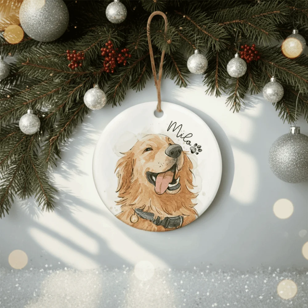 Car Hanging Acrylic Pet Photo Ornament Heart-shaped Remembrance Pet Pendant 2D Flat Christmas Decoration Family Gift