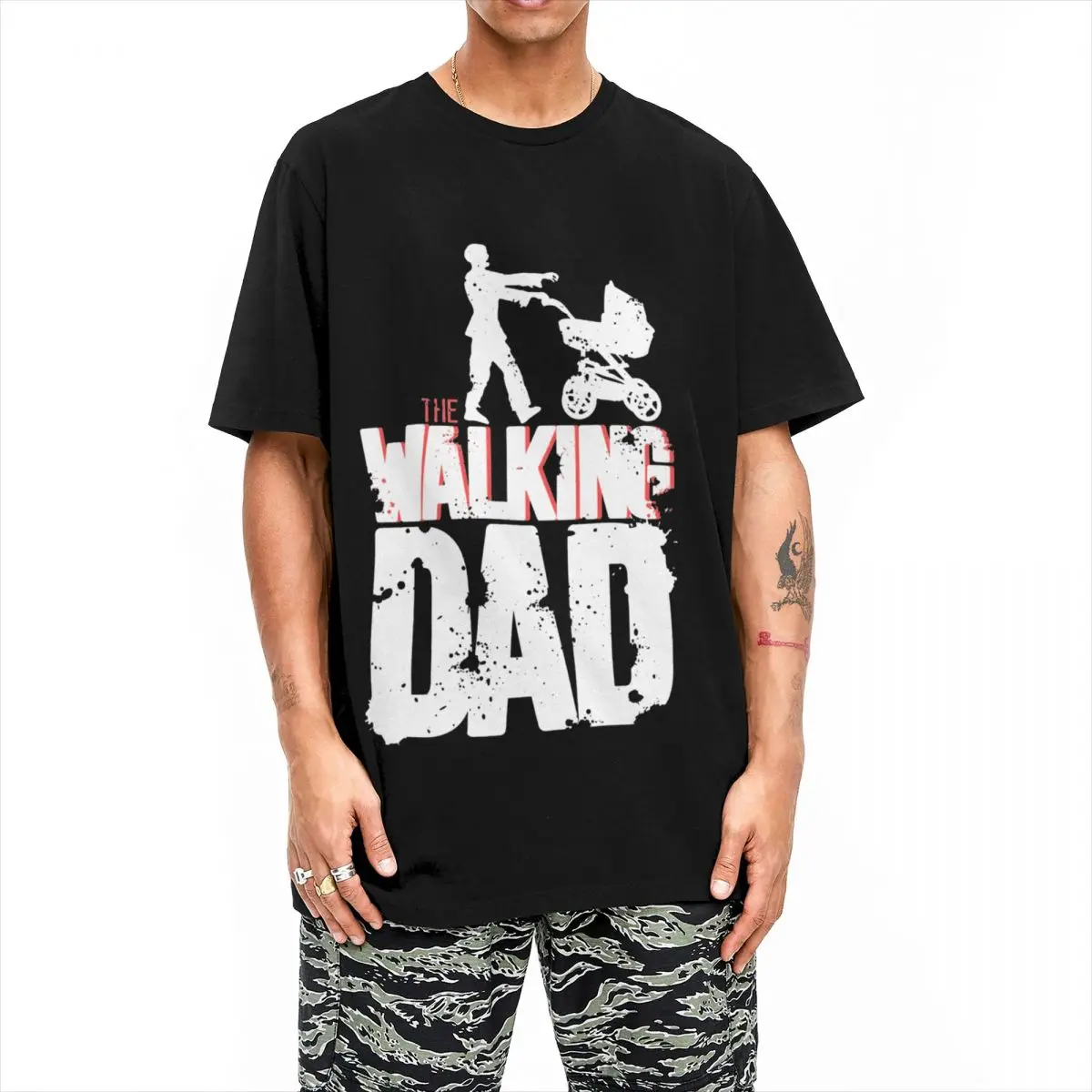 The Walking Dad For Dad T Shirt Men's 100%Cotton Clothing Funny Hip Hop O-neck Short Sleeve