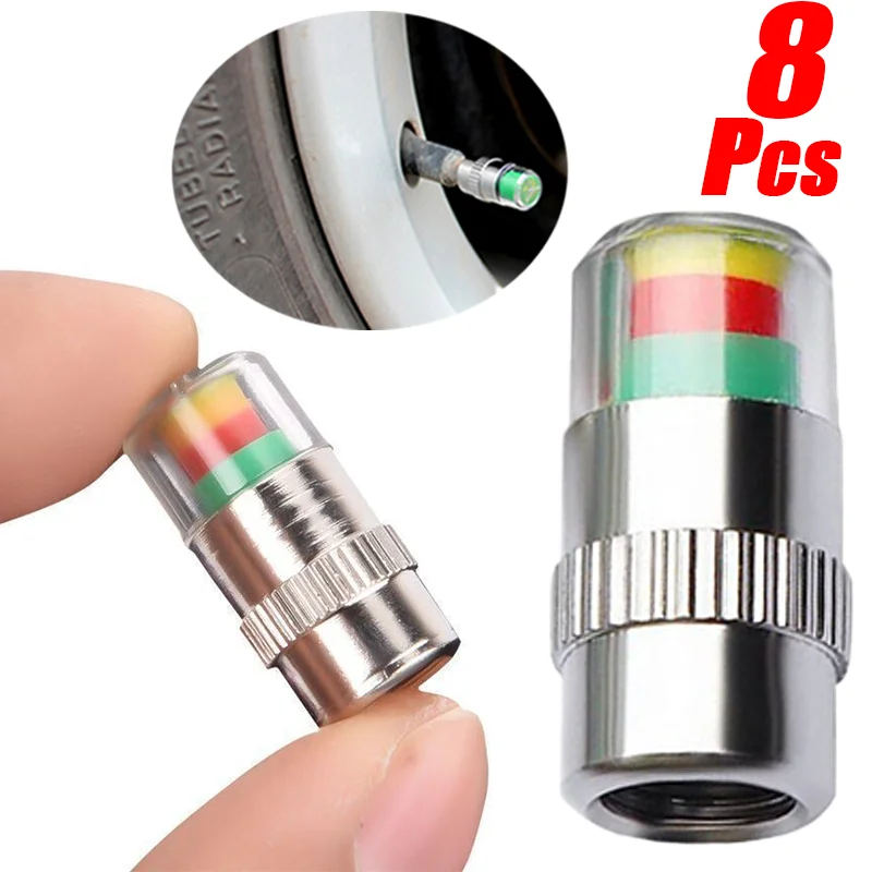 

4/8Pcs Motorcycle Auto Tire Pressure Indicator Car Tire Valve Cap Sensor Monitor Alert Monitoring Tire Pressure Inspection Tool