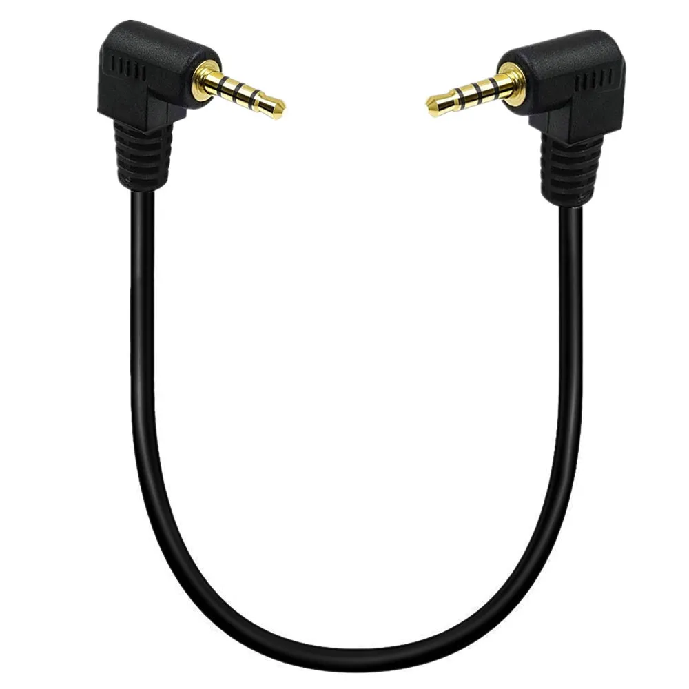 20cm Right Angled 3.5mm to 3.5mm 4 Pole Male Stereo Audio AUX Cable PVC Metal Jack Male for Car AUX 90 Degree Cable