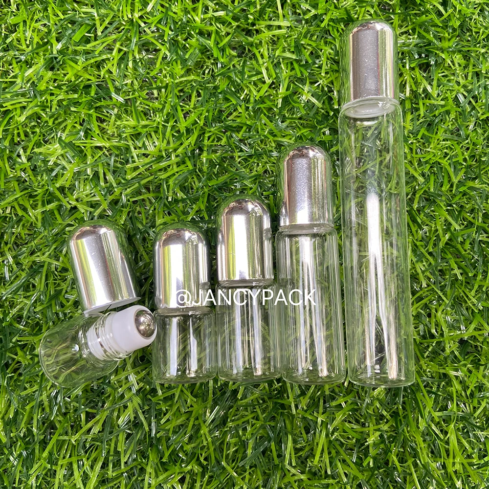 1PC 1/2/3/5/10ml ガラスローラーボトルサンプルテスト香水エッセンシャルオイルボトル瓶バイアル化粧品詰め替えボトル旅行用