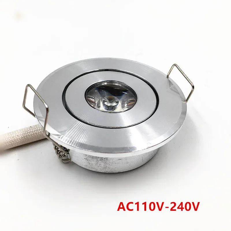 50pcs/lot 1w 3w  cabinet LED Mini downlight 85-265V silver shell ceiling recessed light with LED Driver warm/nature white