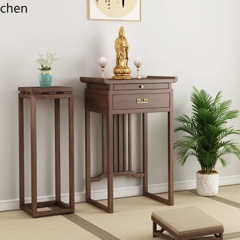 HT New Chinese Style Altar Table for Offering to Gods and Spirits, Small Altar Table, Buddha Shrine Cabinet, Bodhisattva