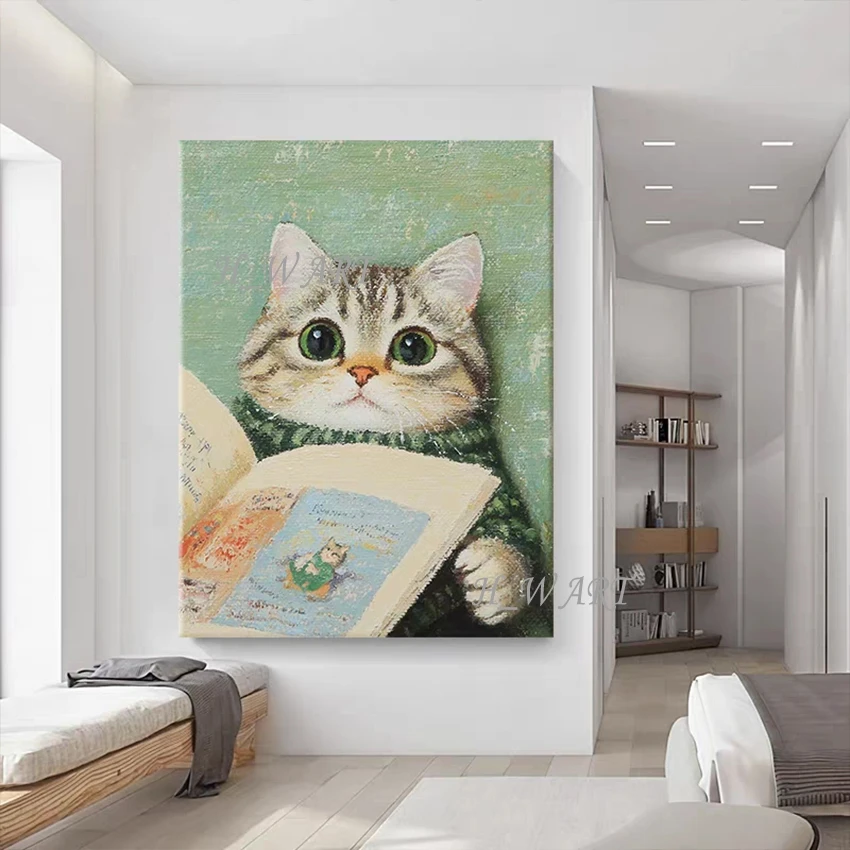

Высокое качество абстрактное украшение стены животных, без рамки, дизайн милых кошек, художественные картины, картина для домашнего интерьера на холсте