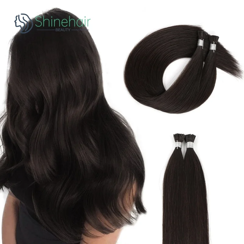 Extensões de cabelo liso com ponta i, 100% cabelo humano em massa para mulheres, 10a, cabelo indiano, natural, preto, brasileiro, remy, para salão de beleza, 30 polegadas