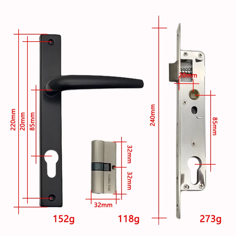 8530 universal home door lock iron panel aluminum handle P-A-02-W