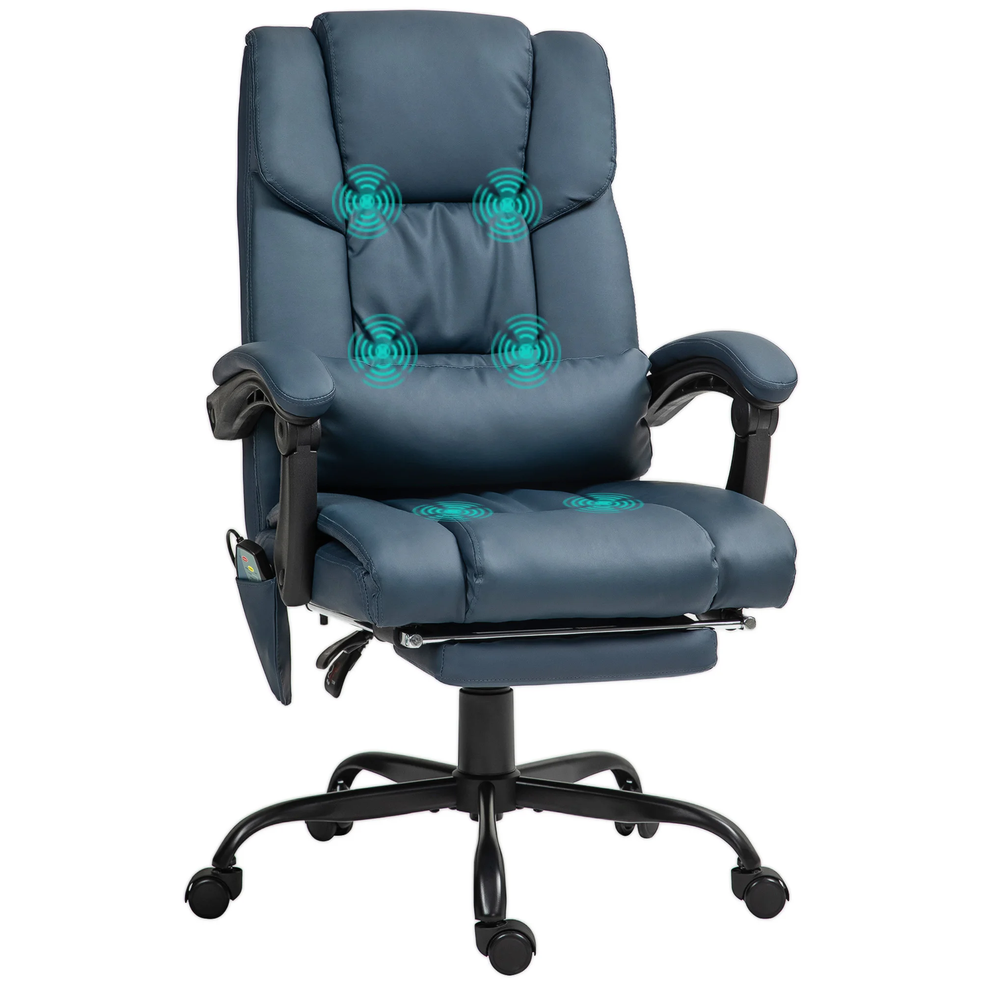 

Massage Office Chair with 6 Vibrating Points, High Back Reclining Office Chair with Footrest and Remote, Blue
