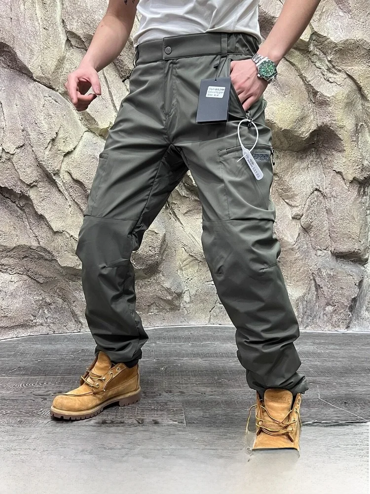 

Thiened Fce Lined Bomber Sle Men's Outdoor Casual Trousers Autumn Winter Warm And Sli Loose Fit Pure Color Polyester