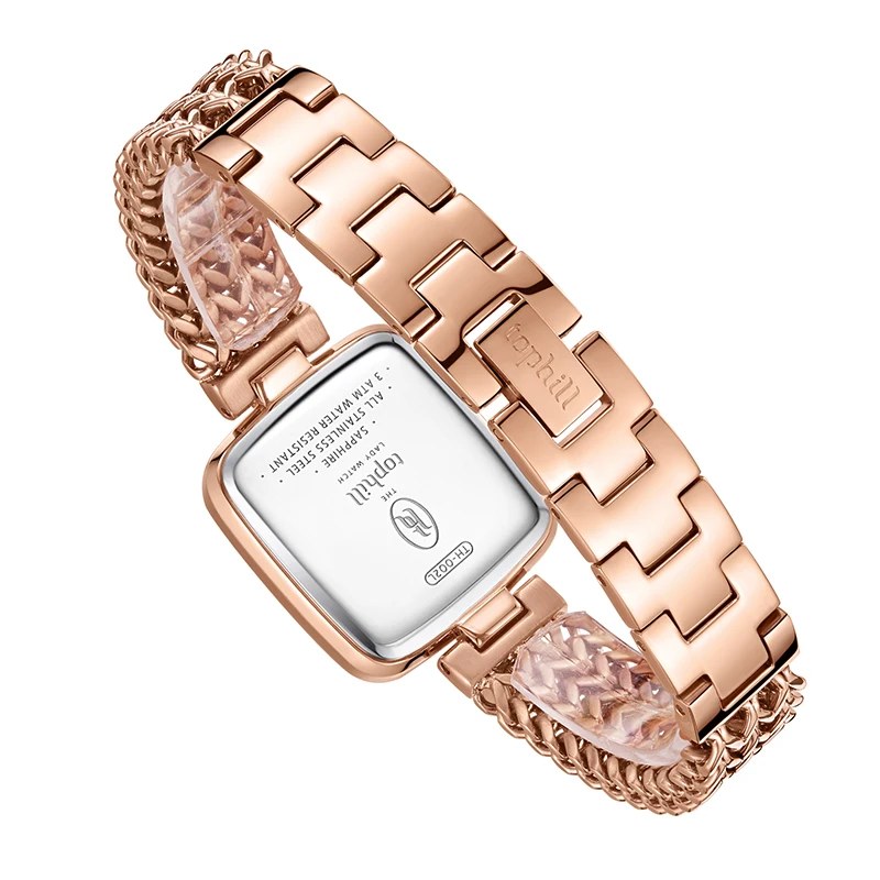 Tophill Luxury Women's Watch Green Jade Dial Rose Gold Bracelet Sapphire Crystal Waterproof Fashion Wristwatch