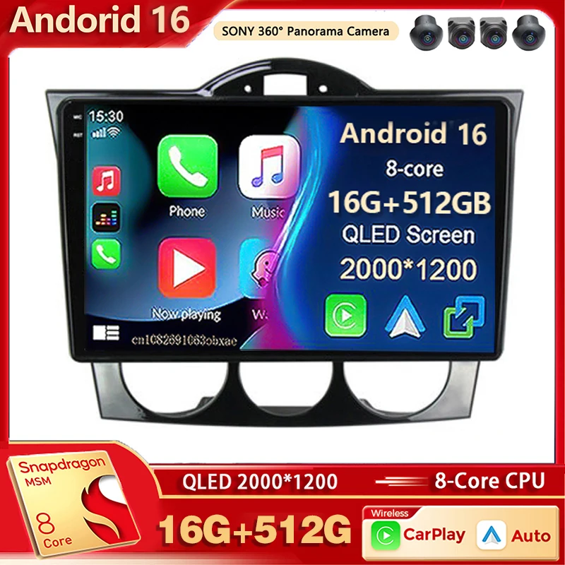 Radio Multimedia para Auto Android 16 para MAZDA RX8 RX-8 2004 - 2008, Auto Carplay, Estéreo para Auto, DSP, wifi+4G, Voz Ai, 2 Din, BT, GPS
