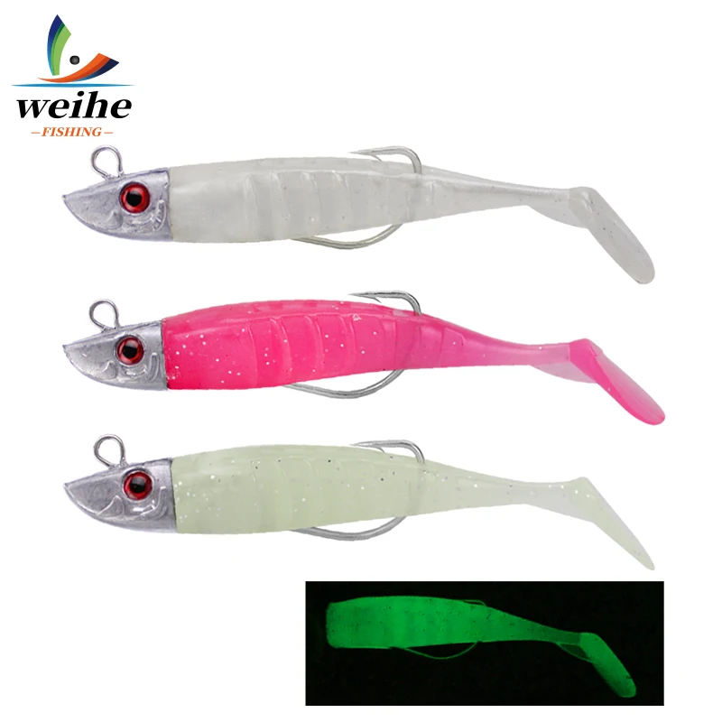 

1PC 8cm8.5g fishing lures Fish type lead head soft fish Crank hook T tail soft fish