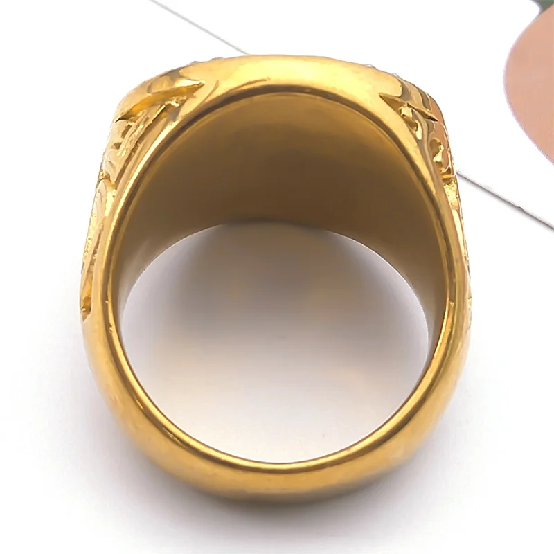 Hip Hop Punk Horse Head Ring for Women Men Stainless Steel Shiny Rhinestone Gold Color Horsehead Finger Rings Jewelry RRR541S03