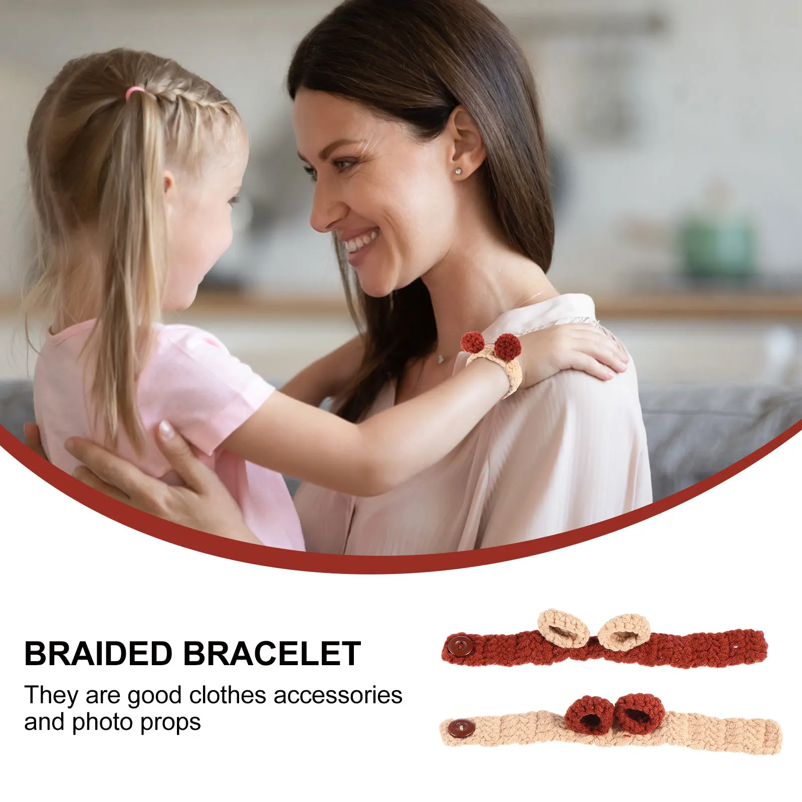 

2 Pcs Finished Product Yarn Bracelet Child Kids Bracelets Wool Knitted Creative