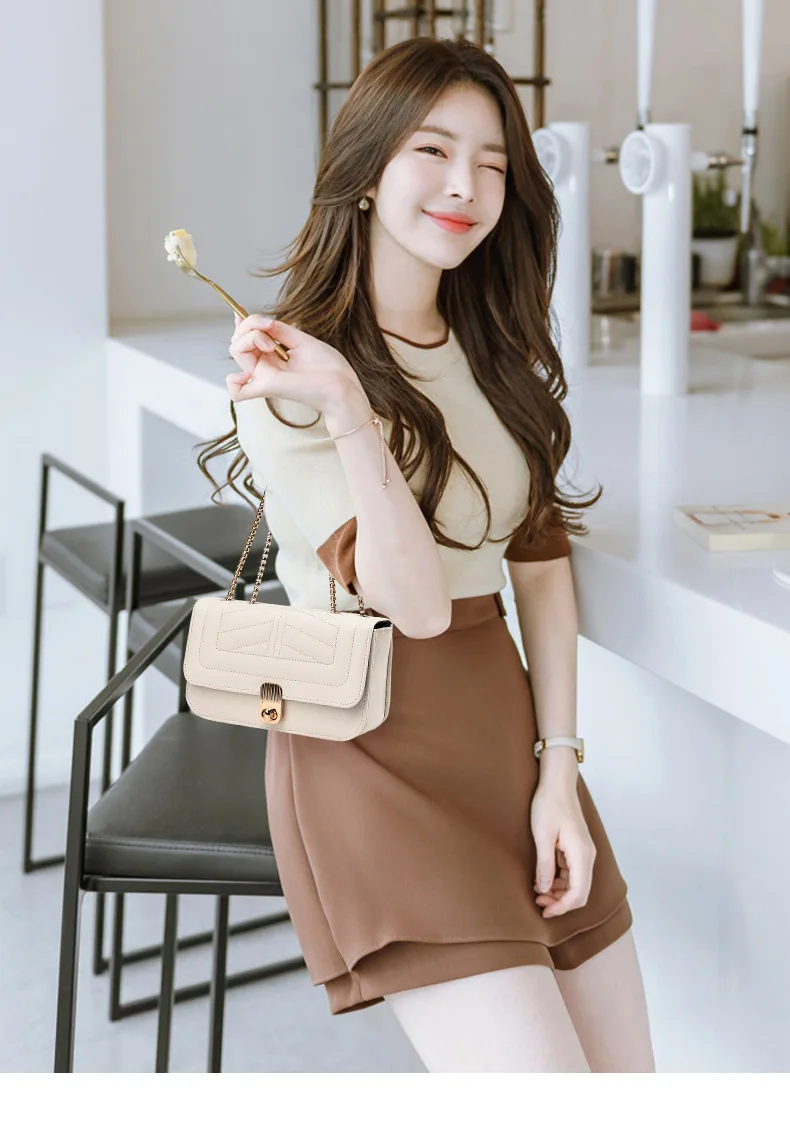 Women's Mini Single Shoulder Crossbody Bag Fashion Chain Leather Small Square Bag Everyday Solid Color Shoulder Bag
