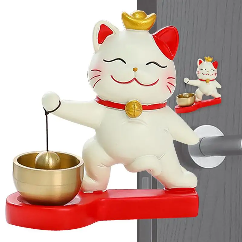 Подвесной дверной звонок Lucky Cat, украшение для двери, привлекательный приятный дверной звонок, клейкий, владелец магазина