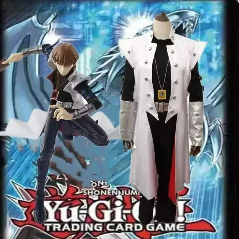 Seto Kaiba Anime Game Cosplay Costume Halloween Medieval Punk Long Jacket Gothic Jirai Kei Uniform Adult Pants Trench Coat Set