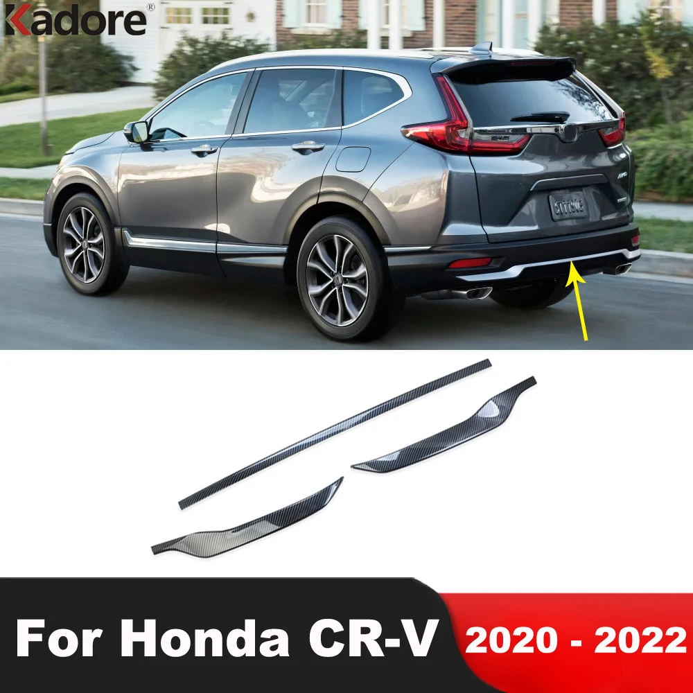 

For Honda CRV CR-V 2020 2021 2022 Carbon Fiber Rear Bottom Bumper Cover Trim Rear Trunk Bar Lip Molding Strip Car Accessories