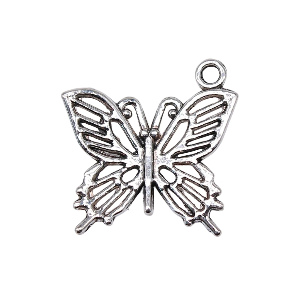 WYSIWYG 10pcs 20x19mm Charms Hollow Butterfly Antique Silver Color DIY Handmade Craft For Necklace